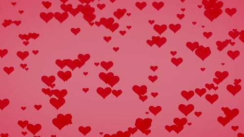 Animated Red Hearts Floating Upwards Background Loop