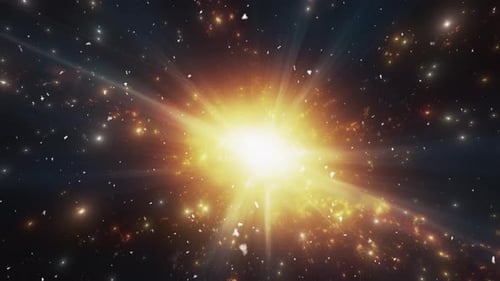 Abstract Golden Light Burst and Sparkling Particles Animation