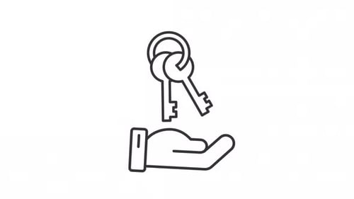 Animated Line Art Icons: For Sale Sign and Keys