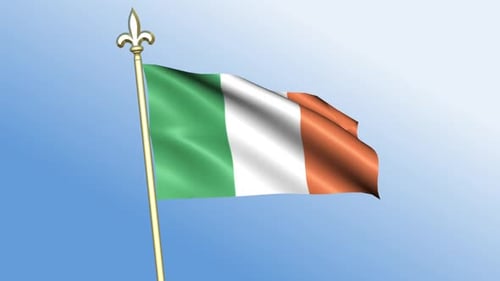 Waving Irish Flag on Pole Animation