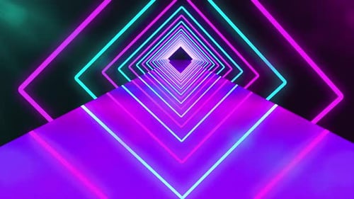 Futuristic Neon Tunnel with Purple Lights