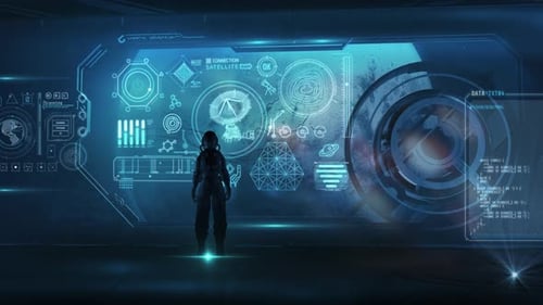 Astronaut In Front Of A Virtual Panel
