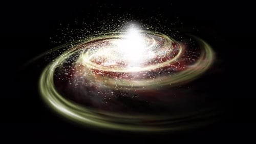 Abstract Spinning Galaxy with Glowing Light and Particles