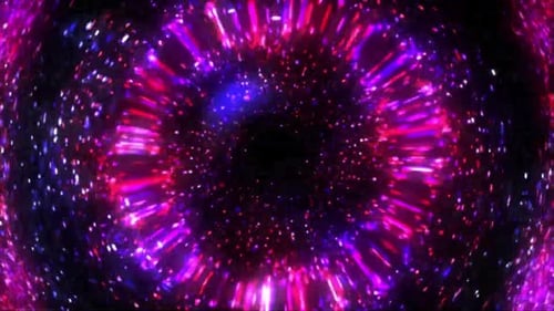 Futuristic Hyperspace Tunnel Background with Glowing Neon Particles