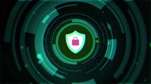 Security Icon On Futuristic Cyberspace Background 04