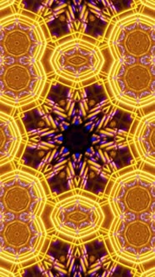 Abstract Neon Geometric Kaleidoscope Motion Background