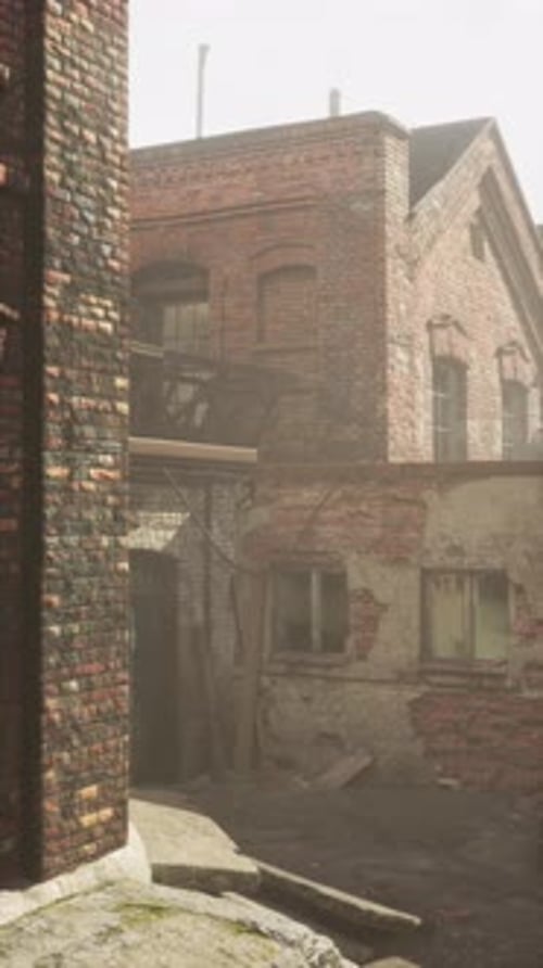 Vintage Brick Factory on City Street Vertical