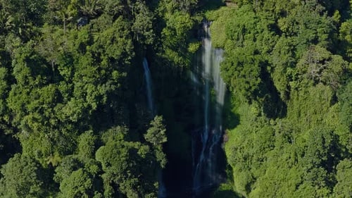Aerial View of Breathtaking Tropical Waterfalls