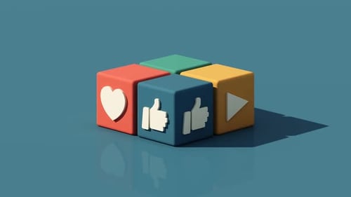 Colorful 3D Social Media Icon Blocks