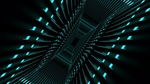 3D Digital Technology Animated Infinite Tunnel Blue 4K