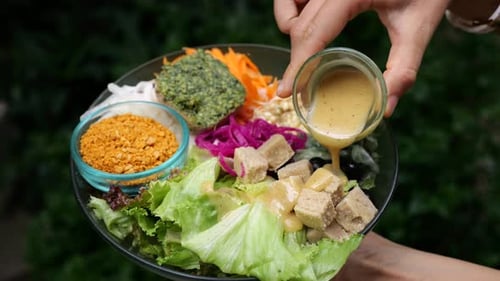 Salad with Tofu and Dressing