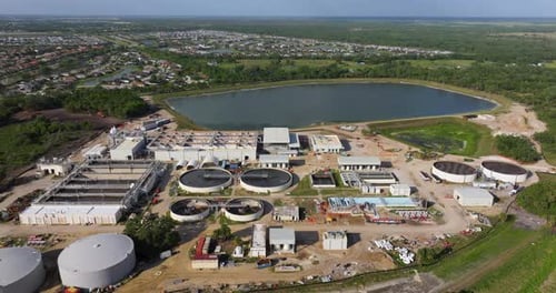 Largescale Industrial Water Treatment Plant Purifying and Recycling Water Through Filtration and