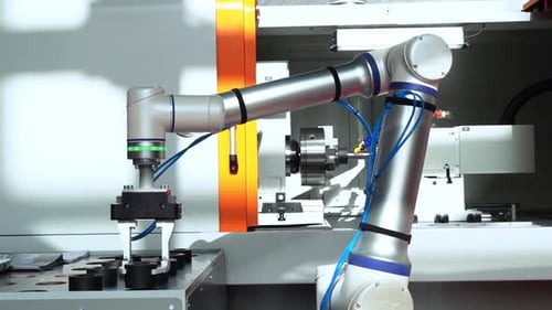 Automated Hand Milling Machine for Metal Modern Technological Factory Production of Parts on a