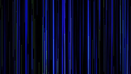 Futuristic Data Stream of Glowing Blue and Green Vertical Lines