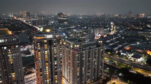 Illuminated Jakarta Skyline at Night