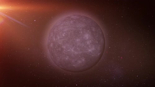 The rocky surface of Mercury.