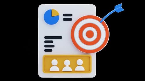 Modern 3D Business Analytics and Target Achievement Animation