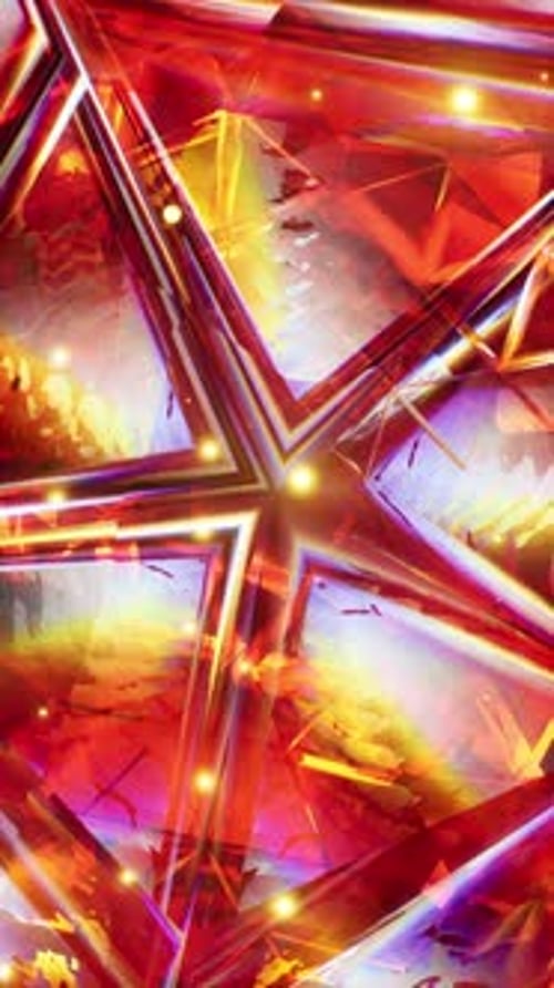 An Abstract Painting of a Star in Red Yellow and Purple