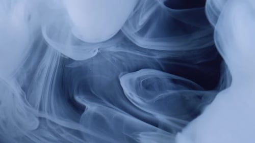 Abstract White Ink Swirling in Black Liquid