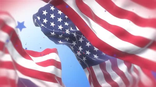 Patriotic American Flag Waving Background Animation