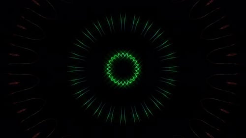 3D background moving stripes and flashing with shining light lines. Animation with circles