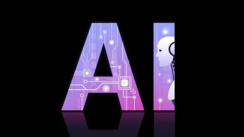 Animated AI Technology Concept with Circuit Board and Robot Head