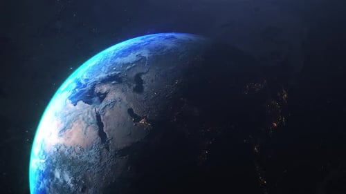 Realistic Rotating Earth Globe in Deep Space Animation