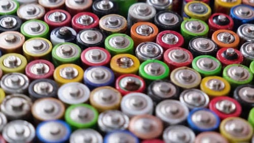 Collection of Batteries in a Close Up Arrangement