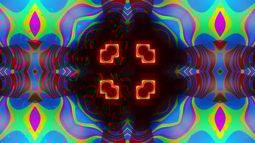 Colorful abstract with red and blue. Kaleidoscope VJ loop