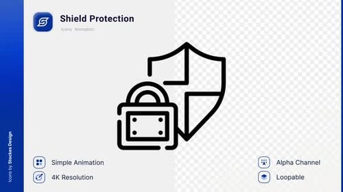 Animated Shield and Padlock Icon for Security Protection