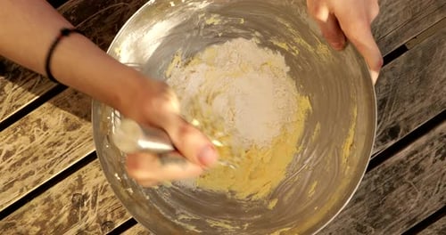 Baking Batter with Whisk in Bowl