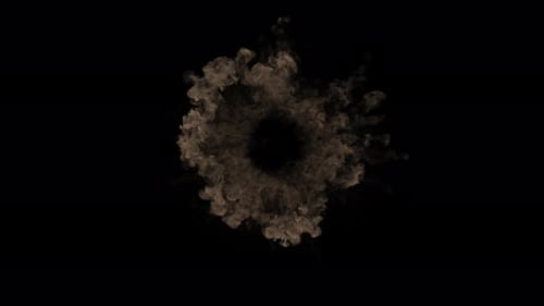 Dust explosion shock wave top down view on transparent background