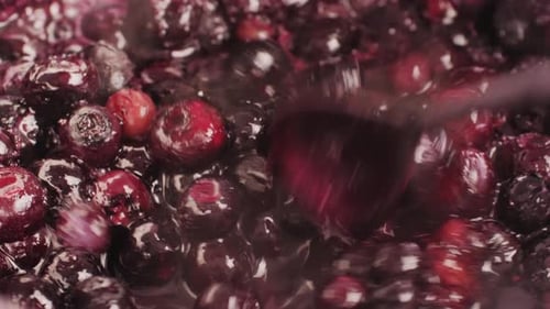 Simmering Berries and Cherries for a Fruit Sauce