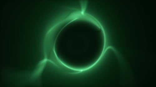 Digital green energy sphere, abstract plasma vortex in space