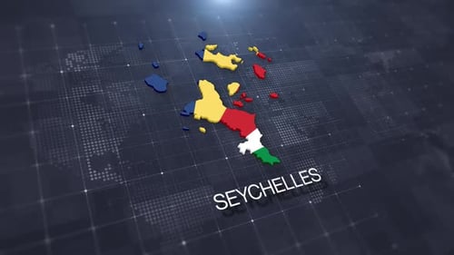 Seychelles Geographic Map And Flag Animation Background
