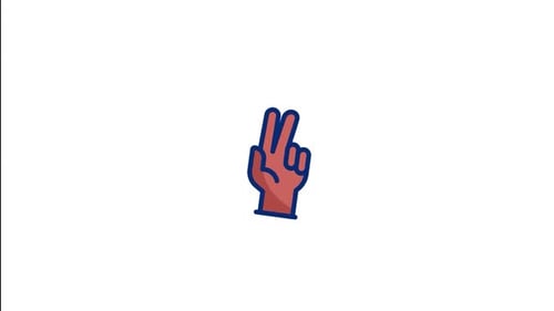 Animated Hand Icon Transitioning from Peace Sign to Fingers Crossed