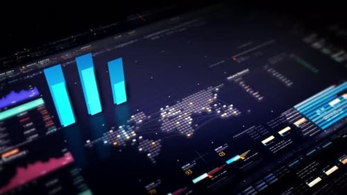 Futuristic Business Data Interface Dashboard UI Animation