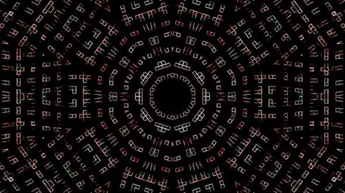 Abstrakter Hintergrund, der Streifen bewegt und bei strahlendem Licht blinkt. Animation mit Kreisen