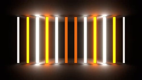 Orange And White Neon Lights Wall Background Vj Loop In 4K