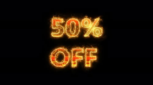 50% Off Fire Electric Text Animation for Promotions