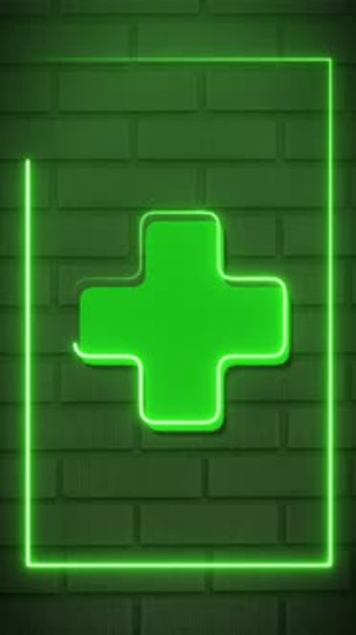 Health and Wellness Sing Symbol Neon Border Animation Vertical