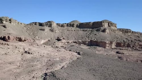 Dry Desert landscape, low pass aerial view