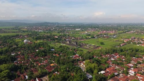 Vue aérienne du temple de Candi Plaosan, Indonésie.