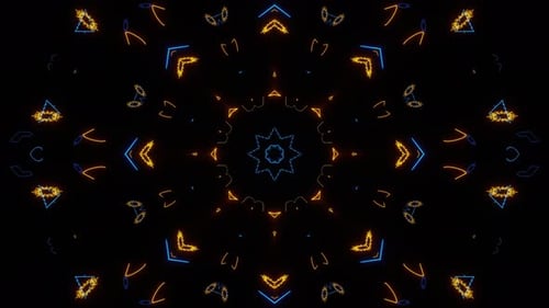 Abstract Geometric Neon Light Kaleidoscopic Pattern Loop