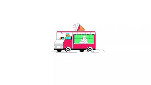 Flat Design Animated Ice Cream Truck