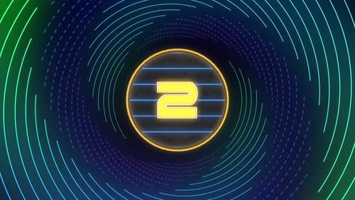 Vibrant Neon Countdown with Swirling Geometric Lines