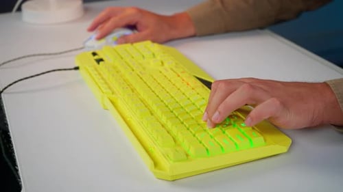 Bright yellow keyboard enhances gaming experience at home