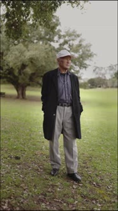 Elderly Man Standing in Park Contemplating Nature