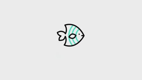 Animated Flat Design Fish Icon with Bubbles