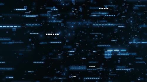 Abstract Blue Digital Data Stream and Light Trails Background Loop